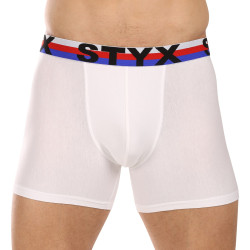 Bokserki męskie Styx długie sportowe elastyczne białe trójkolorowe (U2061)