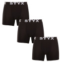 3PACK bokserki męskie Styx długie sportowe elastyczne czarne (3U960)