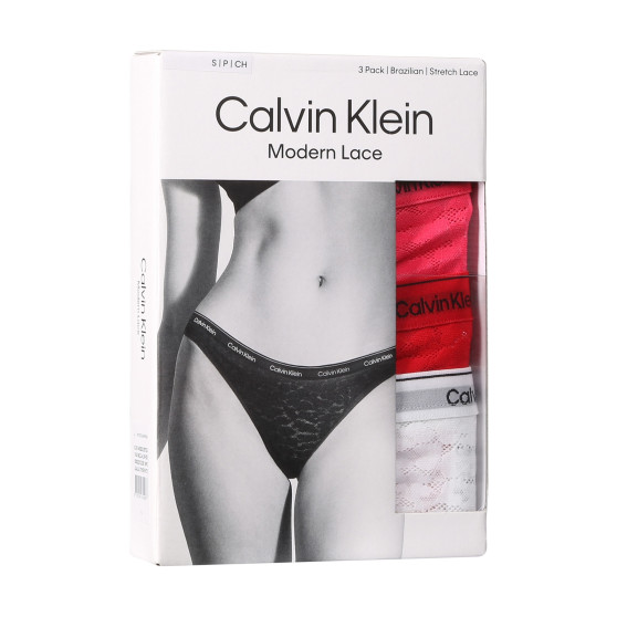 3PACK damskie figi brazylijskie Calvin Klein wielokolorowe (QD5225E-NPC)