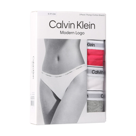 3PACK stringi damskie Calvin Klein wielokolorowe (QD5209E-NP4)