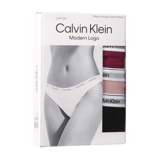 3PACK stringi damskie Calvin Klein wielokolorowe (QD5209E-NP6)