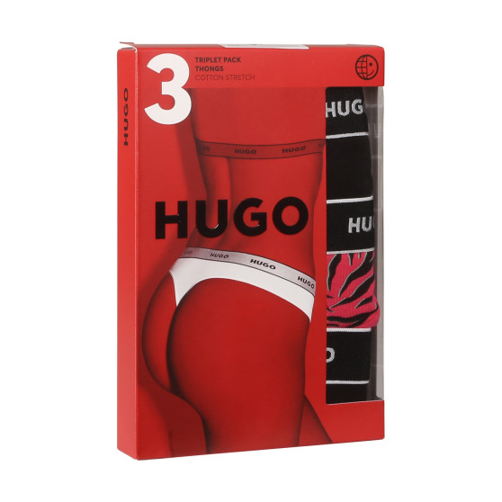 3PACK stringi damskie HUGO wielokolorowe (50480150 981)