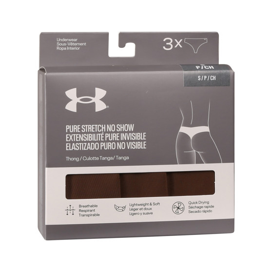 3PACK stringi damskie Under Armour brązowe (1383893 625)