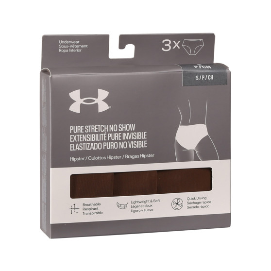 3PACK majtki damskie Under Armour brązowe (1383895 625)